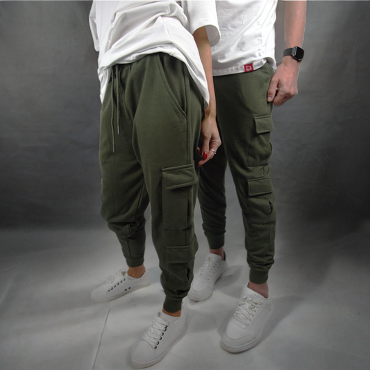 Olive Green Cotton Cargo Pants