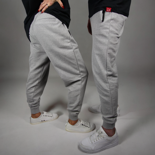 Grey Cotton Joggers with Zipped pockets