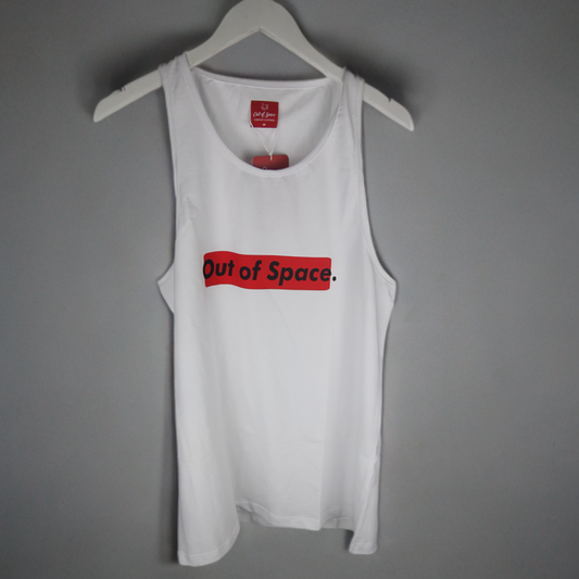 Out of Space Printed White Cotton Tank Top