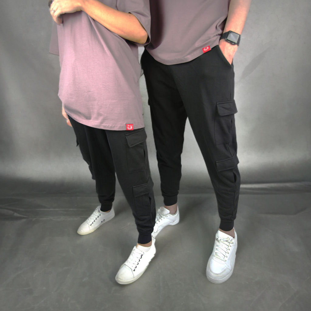 Black Cotton Cargo Pants