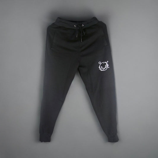 Out of Space logo Black Cotton Joggers with Zipped pockets
