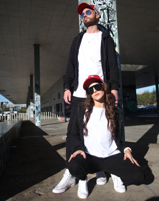 Black Unisex Cotton Zip up Tracksuit