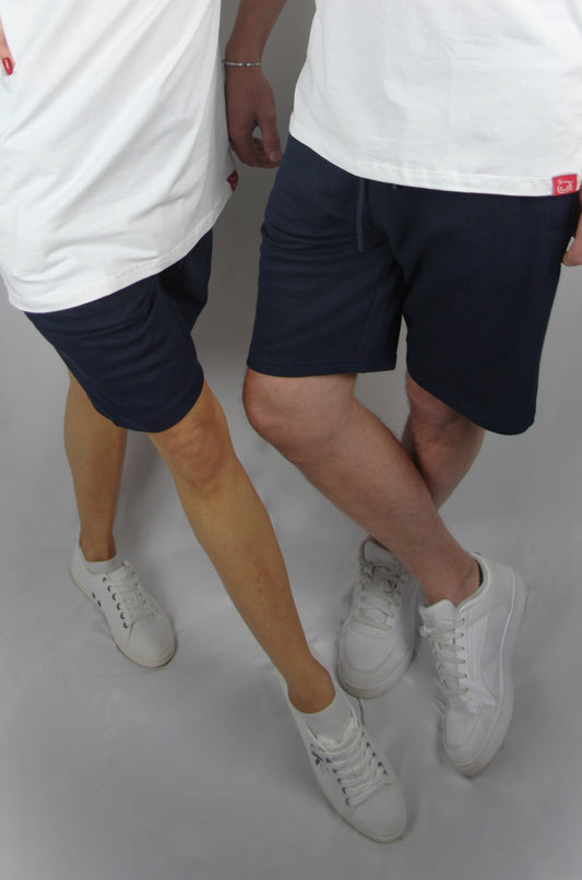 Navy Blue Cotton zipped Shorts front view