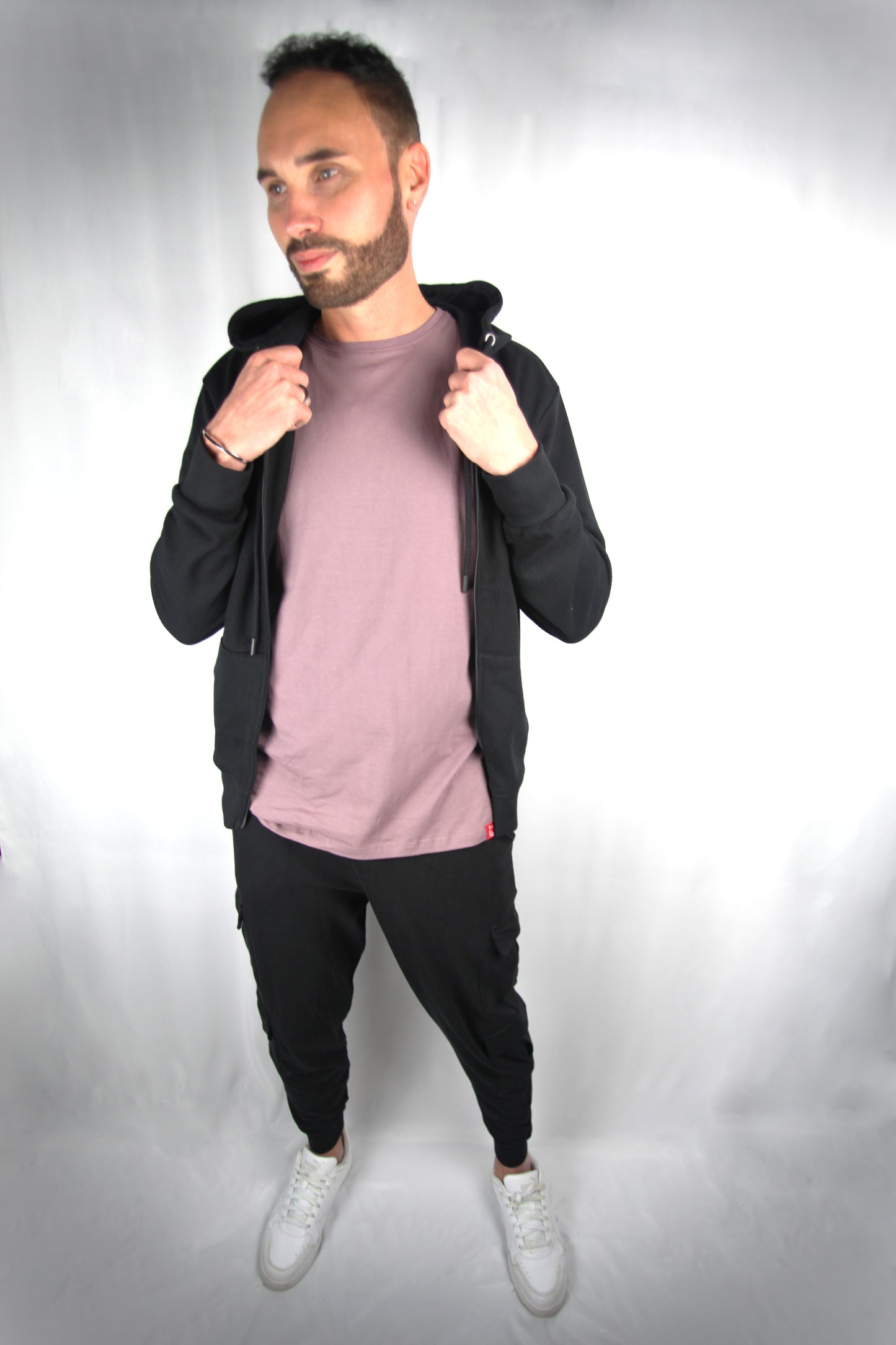 Cotton Zipper Hoodie male only left view