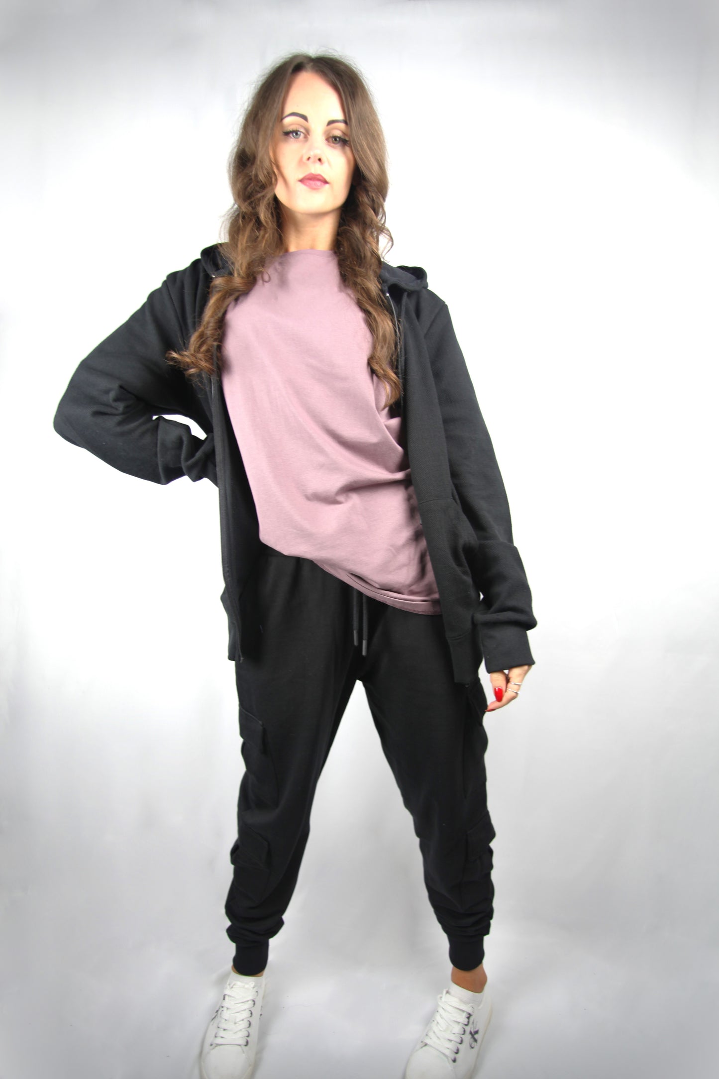 Cotton Zipper Hoodie female right side view