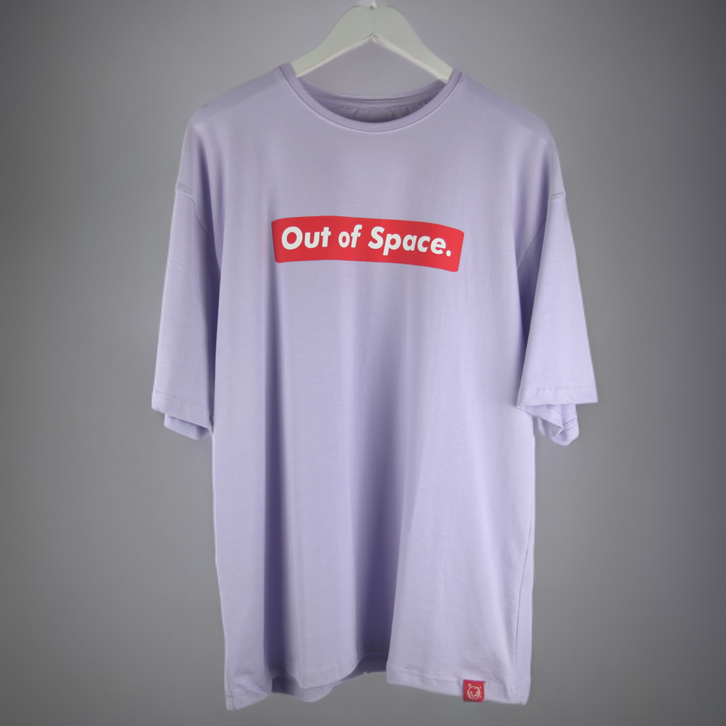 Out of Space box logo Lilac Oversized Cotton T-shirt