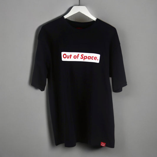 Out of Space box logo Black Oversized Cotton T-shirt