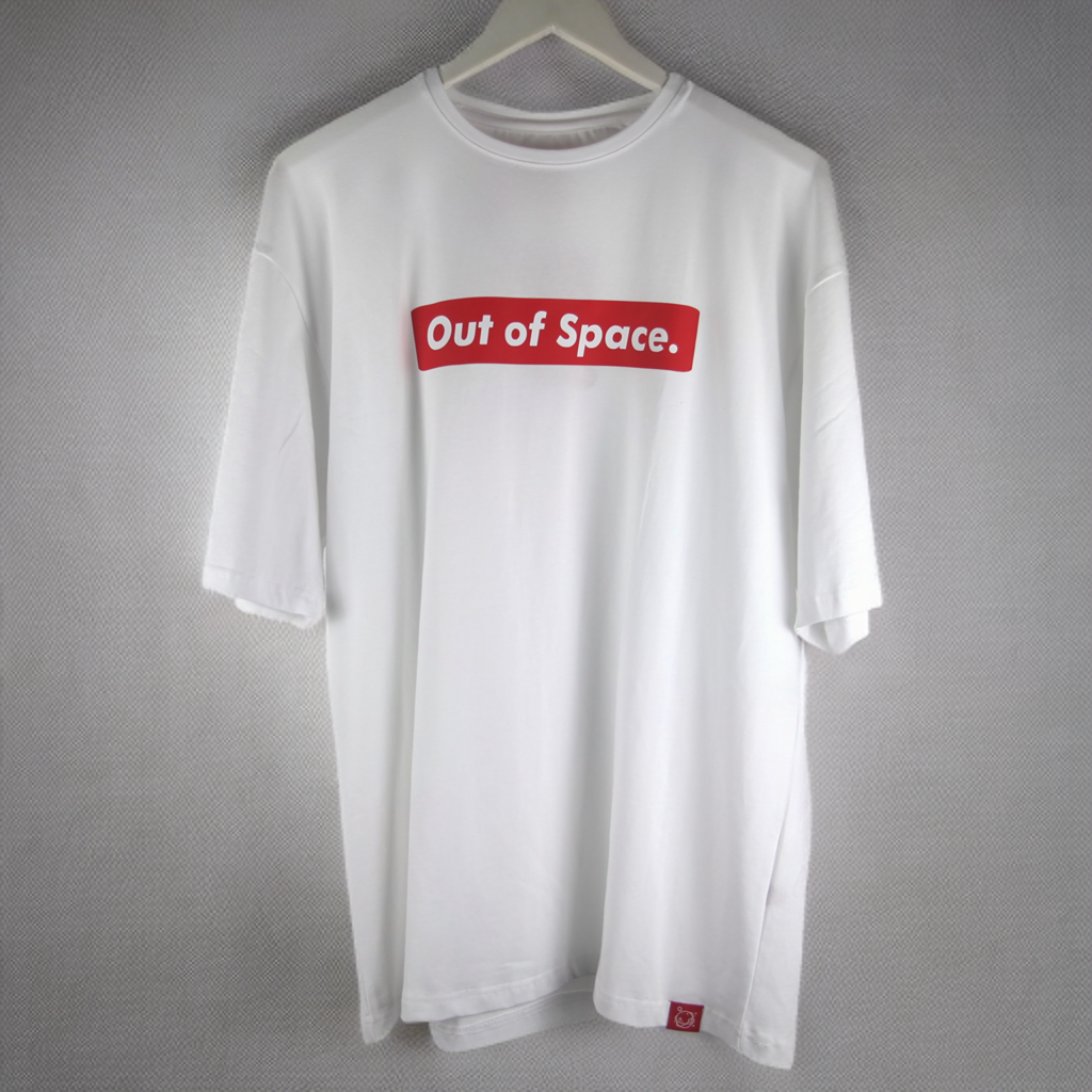 Out of Space box logo White Oversized Cotton T-shirt