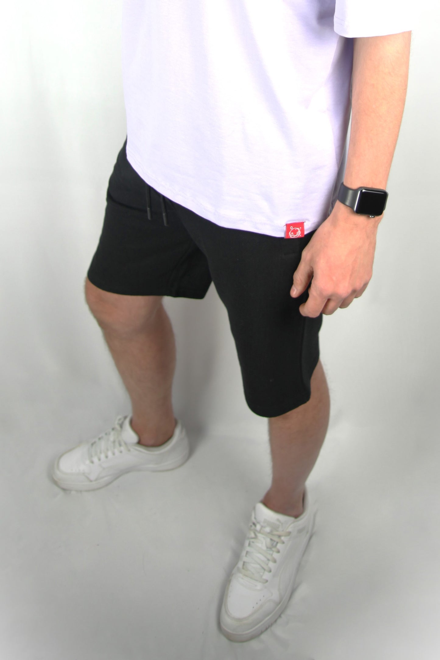 Black Cotton Shorts with Zipped pockets male only left side view