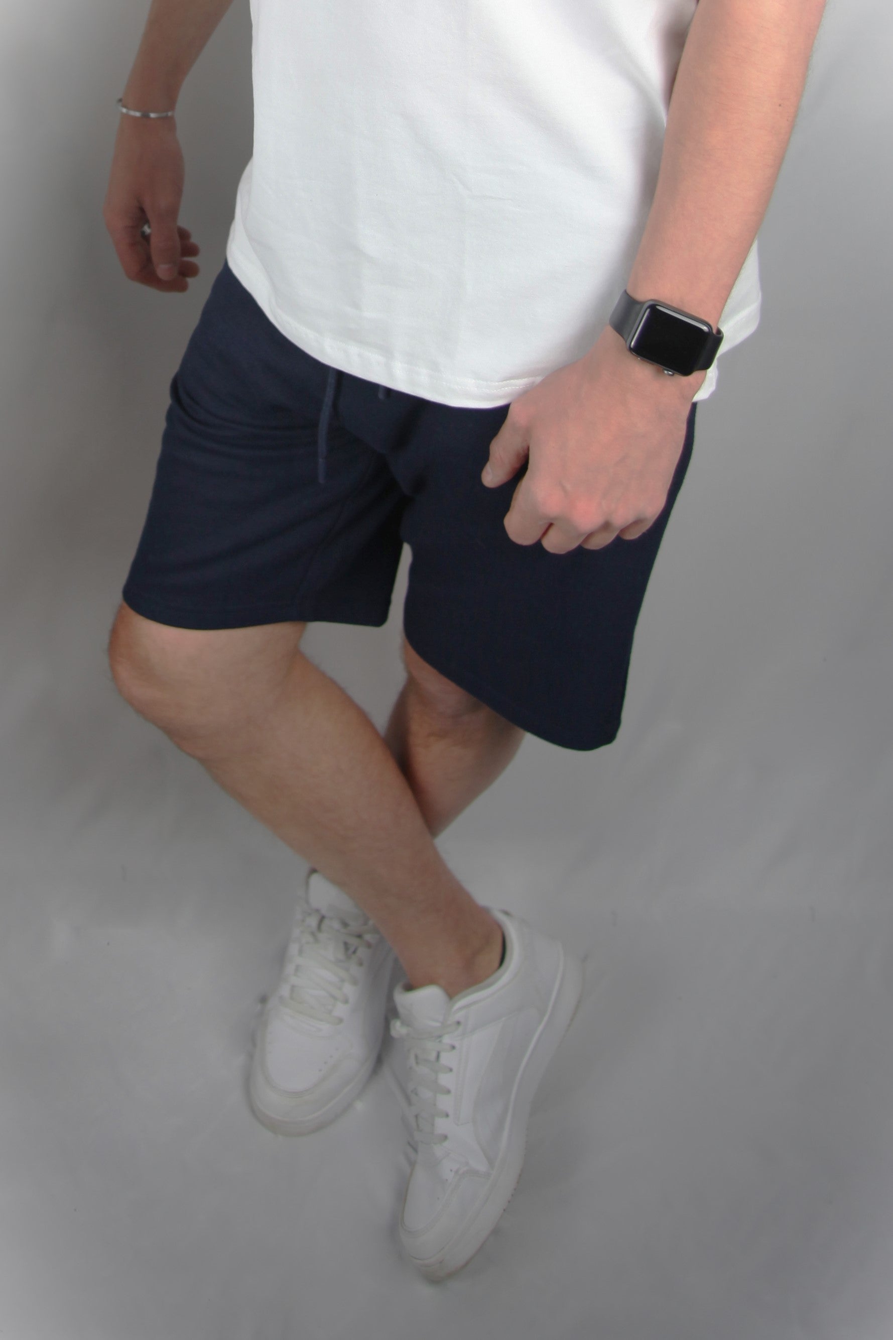 Navy Blue Cotton zipped Shorts right view